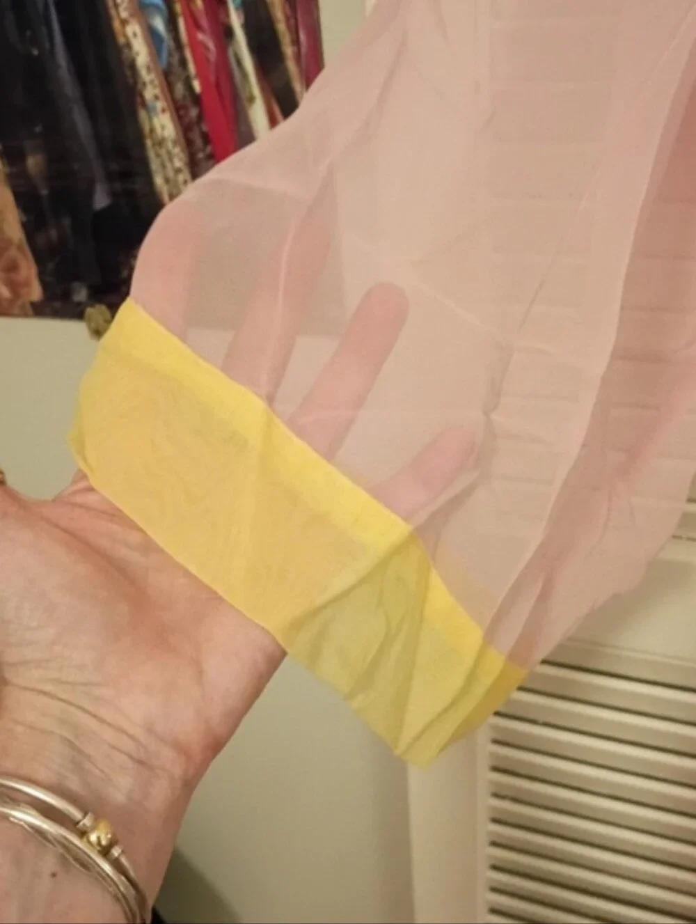 Victoria's Secret Pink Sheer Robe with Yellow Trim
